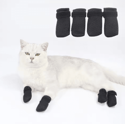 Inspire Picks Anti Scratch Cat Socks Soft Breathable Pet Booties With Secure Velcro Straps black xl