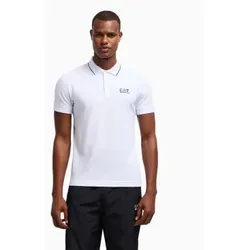 EA7 für Herren. 8NPF16_PJVUZ Lässiges weißes Poloshirt (XS), Baumwolle, Kurzarm