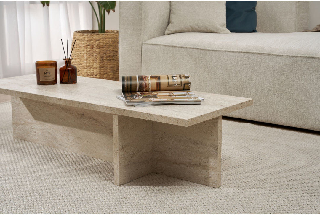 17 Stories Tatjana Coffee Table Travertine 30cm H X 120cm W X 45cm D