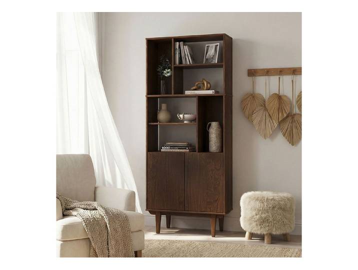 IDIMEX Regal SIMONA, Modernes Holzregal mit Türen & Fächern Design Regal nussbaum farben