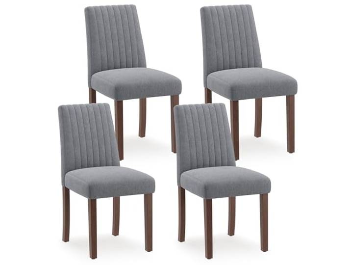 MALOL Esszimmerstühle 4er Set, Stuhl Esszimmer, Küche Essstühle, Gepolsterte Küchenstühle mit Rückenlehne & Holzbeinen, Stoff-Dining Chairs für Esszimmer, Restaurant, Dunkelgrau