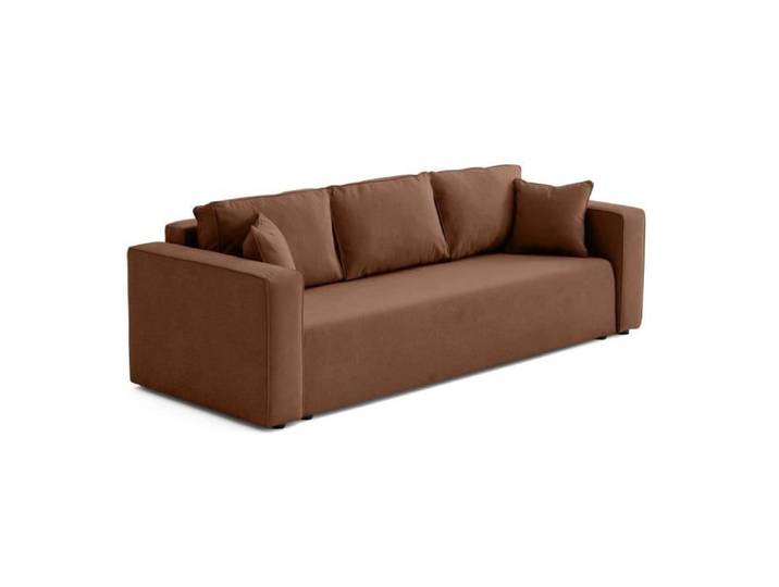 Topaze - canapé 3 places - convertible avec coffre - en tissu - Terracotta