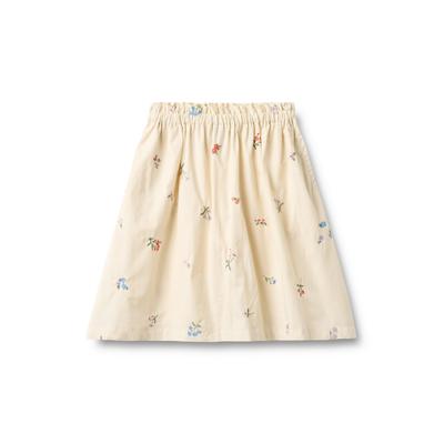 Midirock WHEAT "WHEAT Skirt Nora", Mädchen, Gr. 98, beige (ivory embroidery flowers), 100% Baumwolle (Bio), normal, Röcke