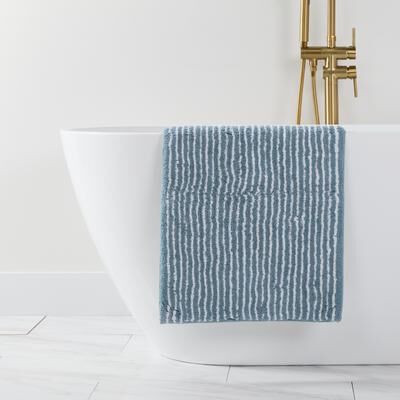 Becky Cameron 100% Cotton Pinstripe Patterned Bath Mat