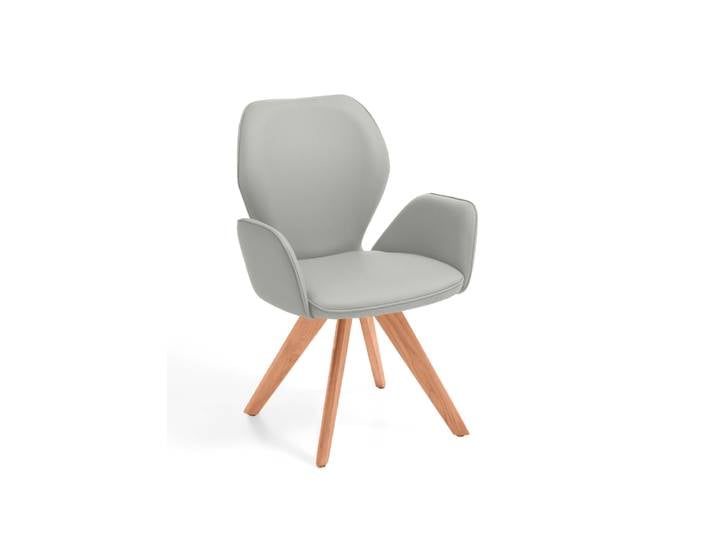 Armlehnenstuhl, Leder, Beige, 62,5×60 cm, Modern, Niehoff-Sitzmöbel