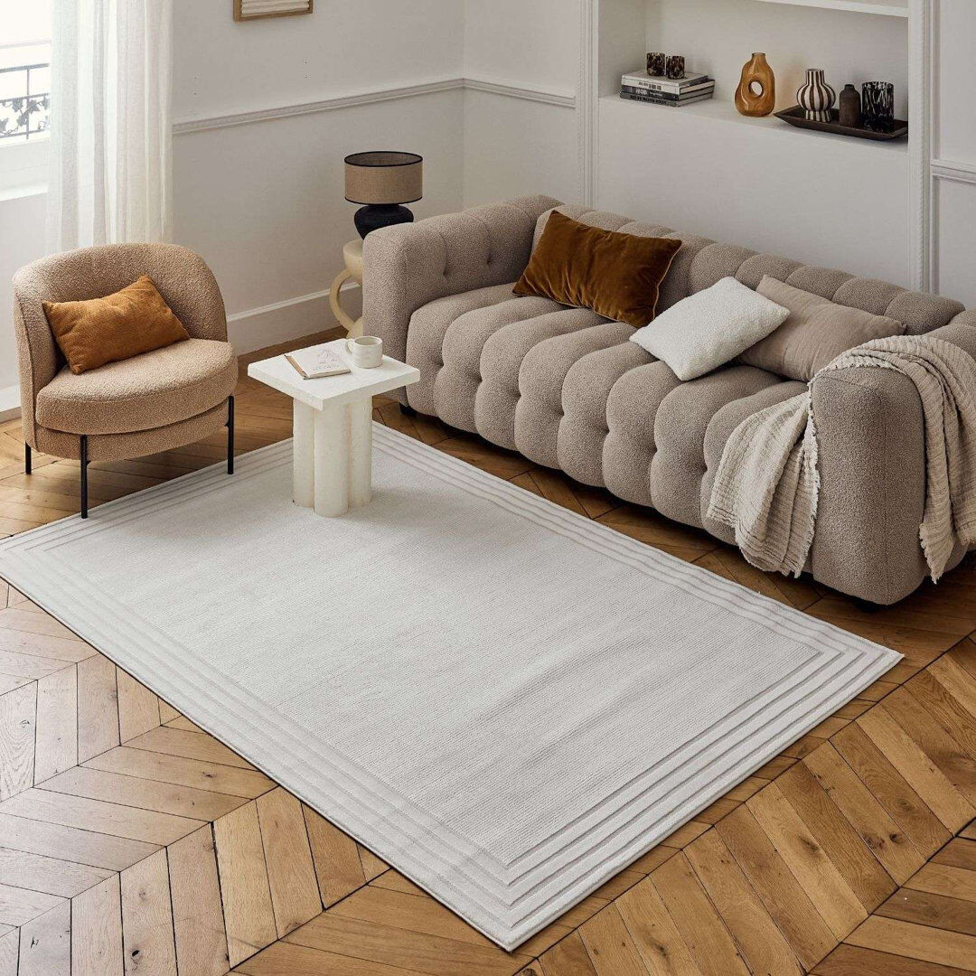 THE RUGS Carmel Modern Bordered Cream Area Rug Cream Rectangle 240 x 340 cm