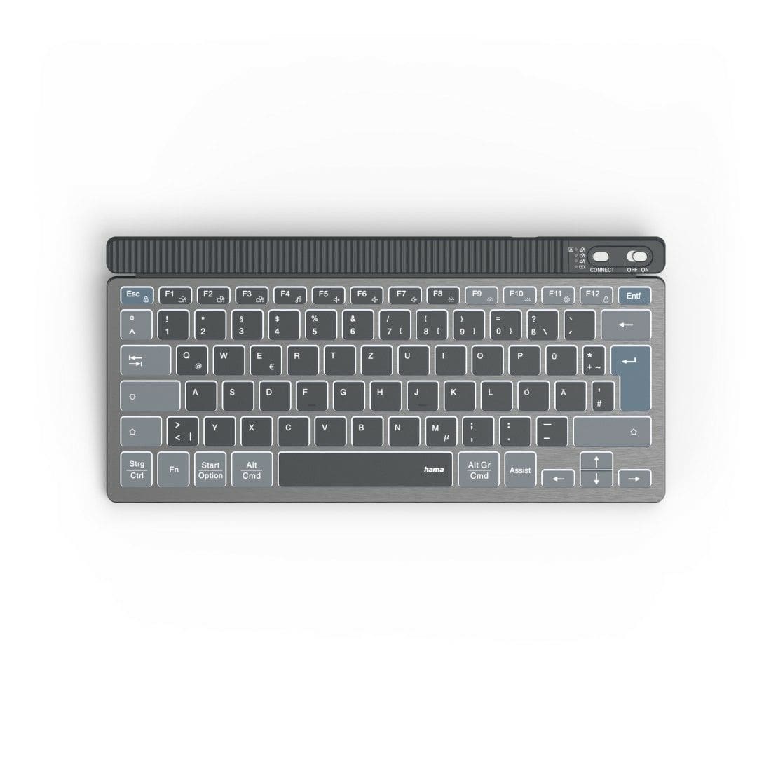 Hama 173067 WK-700 LED Heimbüro Tastatur QWERTZ Bluetooth (Anthrazit, Schwarz, Blau) 00173067