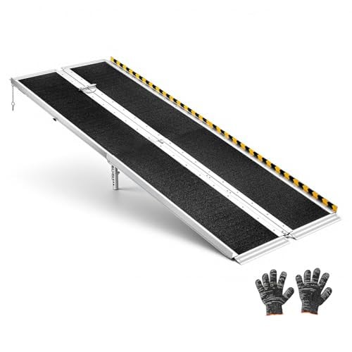 VEVOR Opvouwbare Rolstoelhelling van Aluminium met Antislipoppervlak, Zilver/Zwart