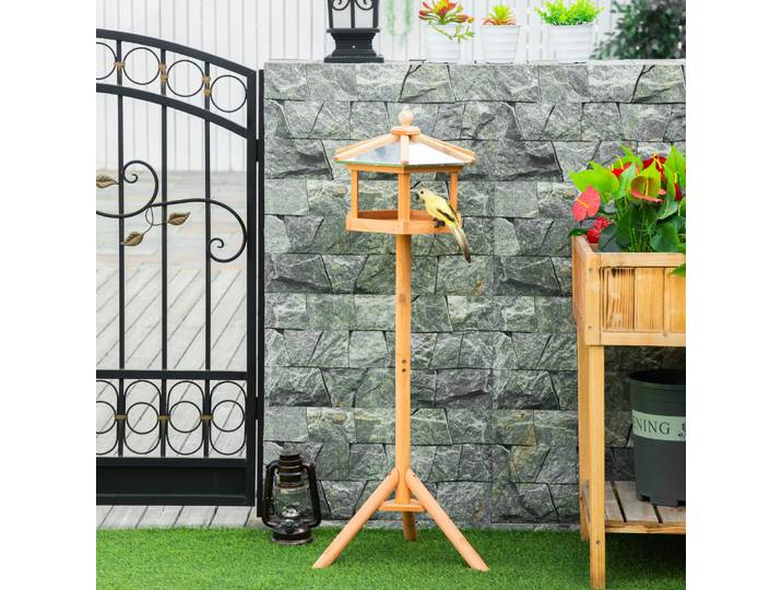 Mangeoire à oiseaux en bois avec support, maison à oiseaux résistante aux intempéries, station d'alimentation pour oiseaux de jardin, pour patio extérieur, fournitures d'observation des oiseaux