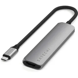 Satechi Slim 4 Multiport Hub Silver (USB-C, 4 Ports), Dockingstation + USB Hub, Silber