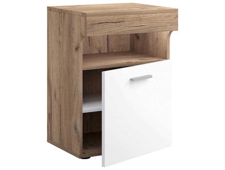 Livetastic Nachtschrank, Weiß, Honigeiche, Kunststoff, 45x61x39 cm, Schlafzimmer, Nachttische