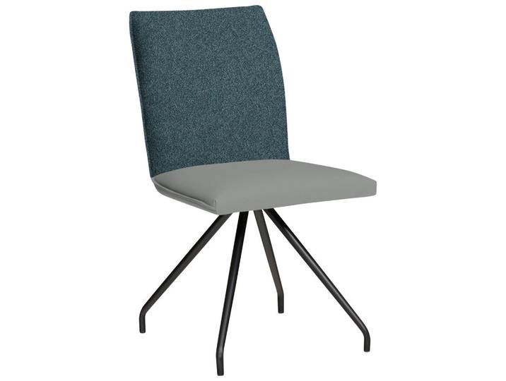 Moderano Stuhl, Graublau, Metall, Textil, rund, 49x91x60 cm, fleckschutzimprägniert, Stoffauswahl, Typenauswahl, Esszimmer, Stuhl, Esszimmerstühle