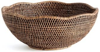 Porch & Petal Burma Rattan Scalloped Edge Bowl