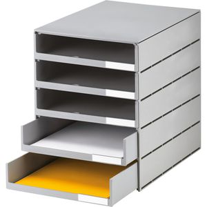 Styro Styro Schubladenbox 14-8001.85,  val Pro, A4, 5 Fächer, Kunststoff, offen, grau