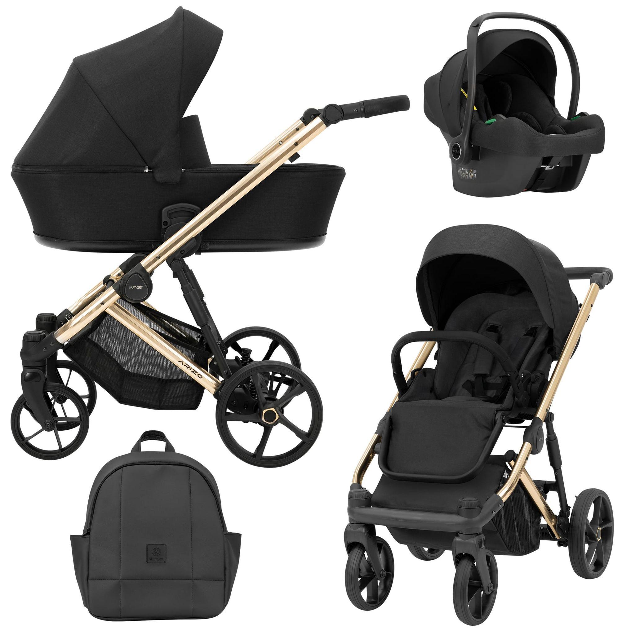 Kinderwagen Kunert Arizo Premium 3in1 - goldene Rahmenfarbe - Farbe: Schwarz