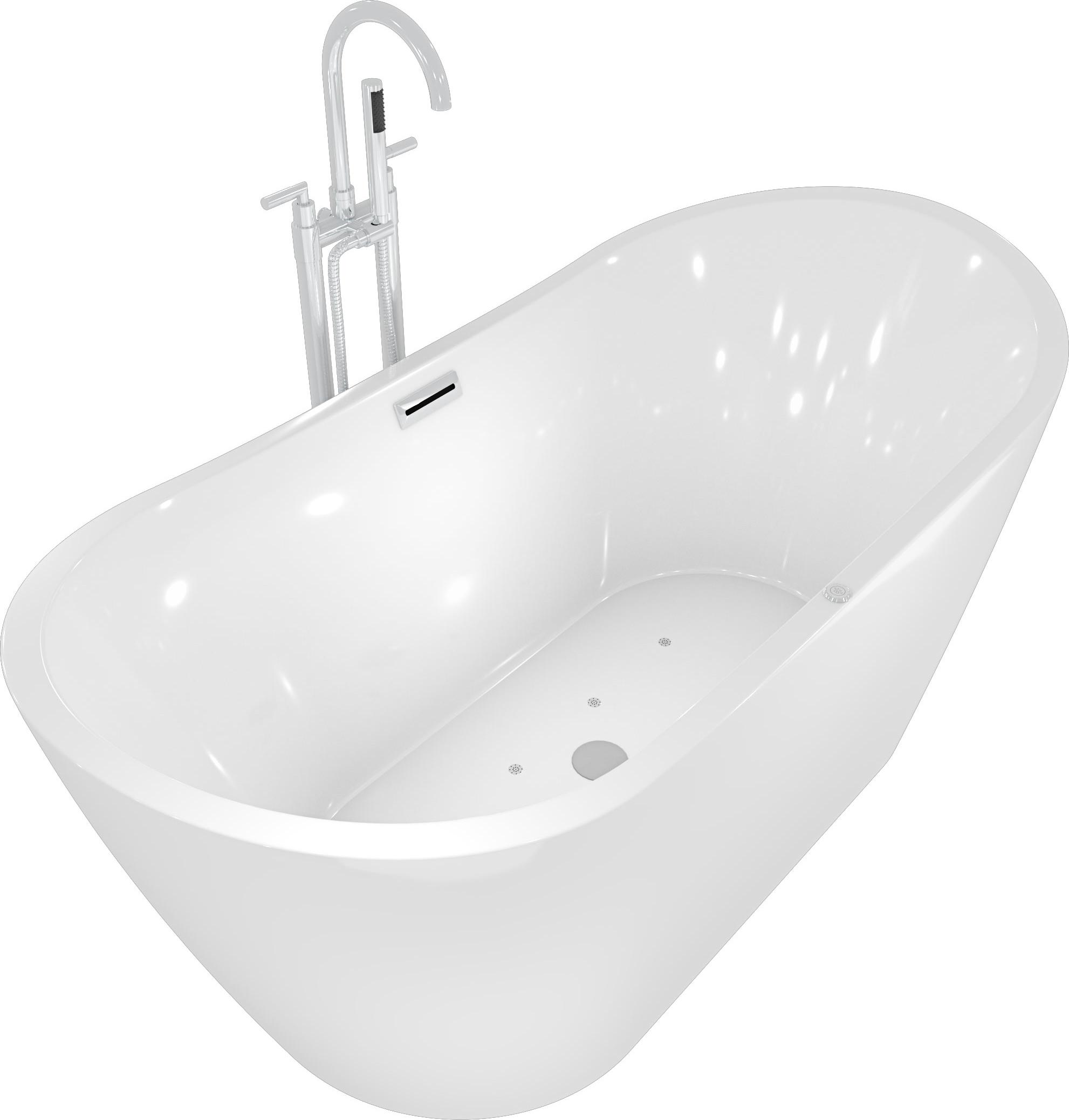 freistehende Badewanne Wanne F13 180x92cm Whirlpool mit Luftmassage mit Amatur AF03