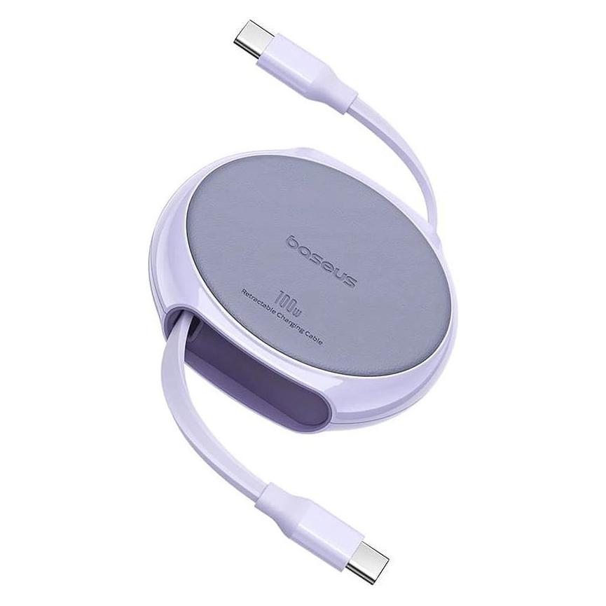 Baseus USB-C to USB-C Cable Pathfinder Retractable, 100W, 5A, 1m, Purple (1 m, 100 W) (56357783)