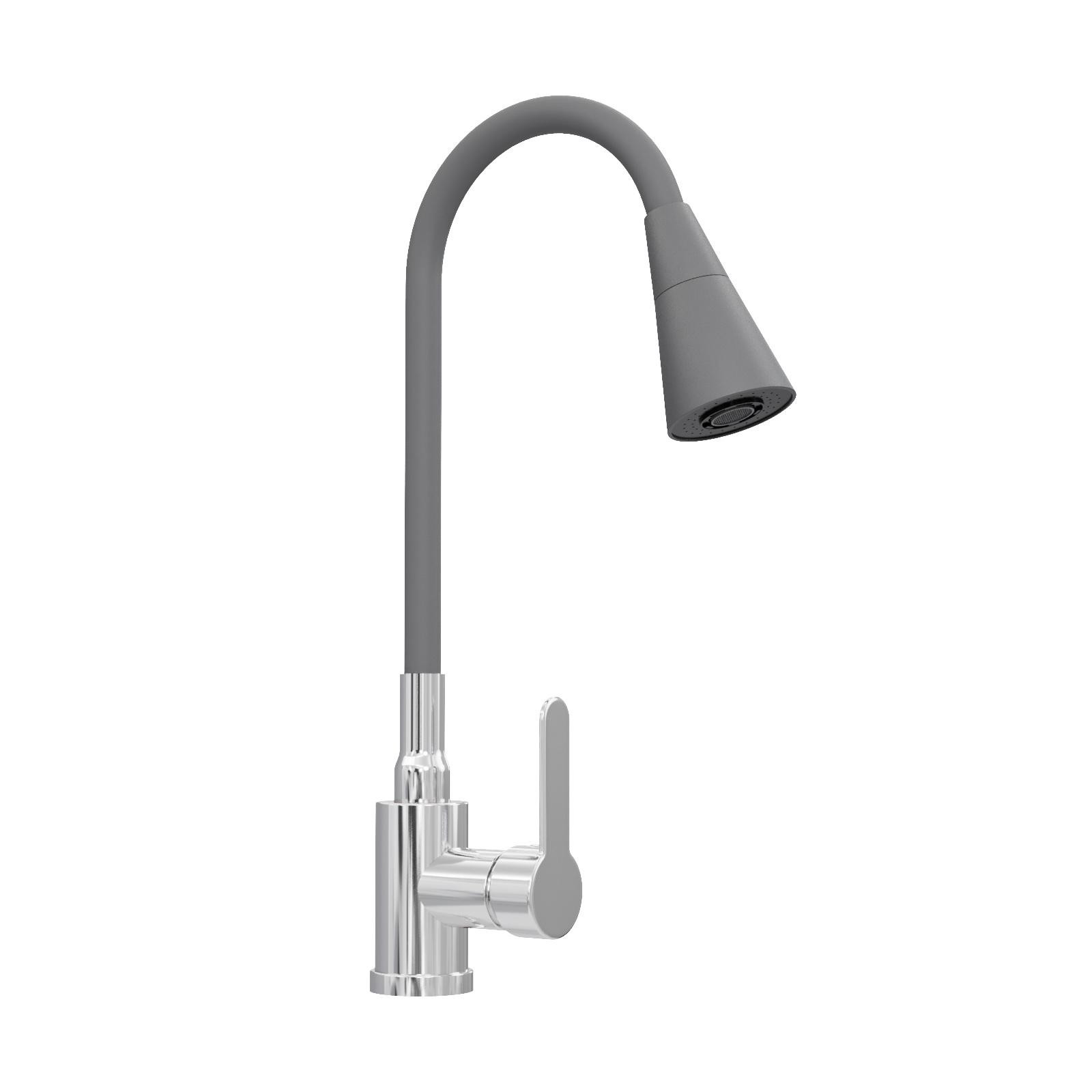 QLS Keukenmengkraan met flexibele uitloop en 2 straalstanden, grijs, model 10905