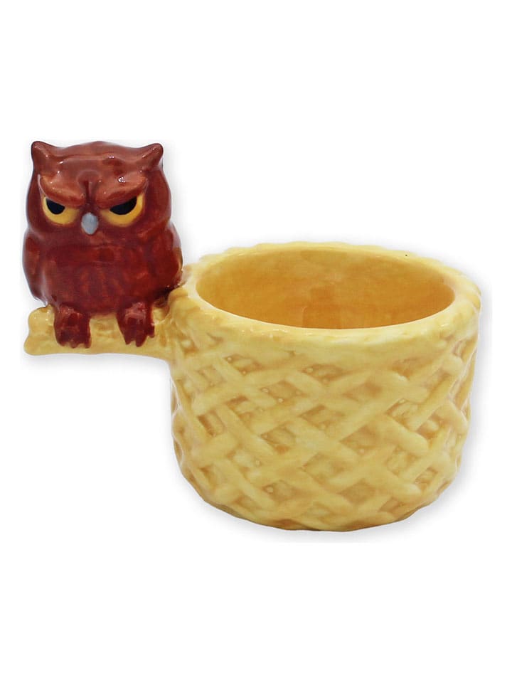 Winkee Eierbecher ''Grumpy Eule'' in Gelb - (B)9,5 x (H)8,5 x (T)7 cm - onesize