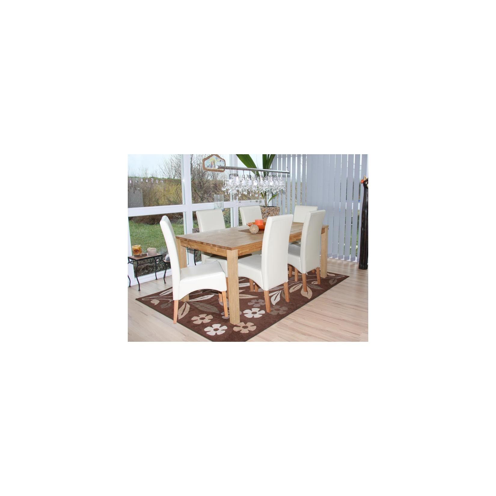 6er-Set Esszimmerstuhl Küchenstuhl Stuhl Crotone, LEDER ~ creme, helle Beine