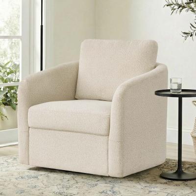 Spruce & Spring Modern Upholstered Swivel Barrel Accent Chair with Ottoman & Removable Slipcover