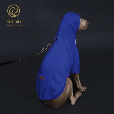 Inspire Select Dog Hoodie With Pocket & Leather Patch Adjustable Pet Sweatshirt With Hook And Loop Collar blue 4xl
