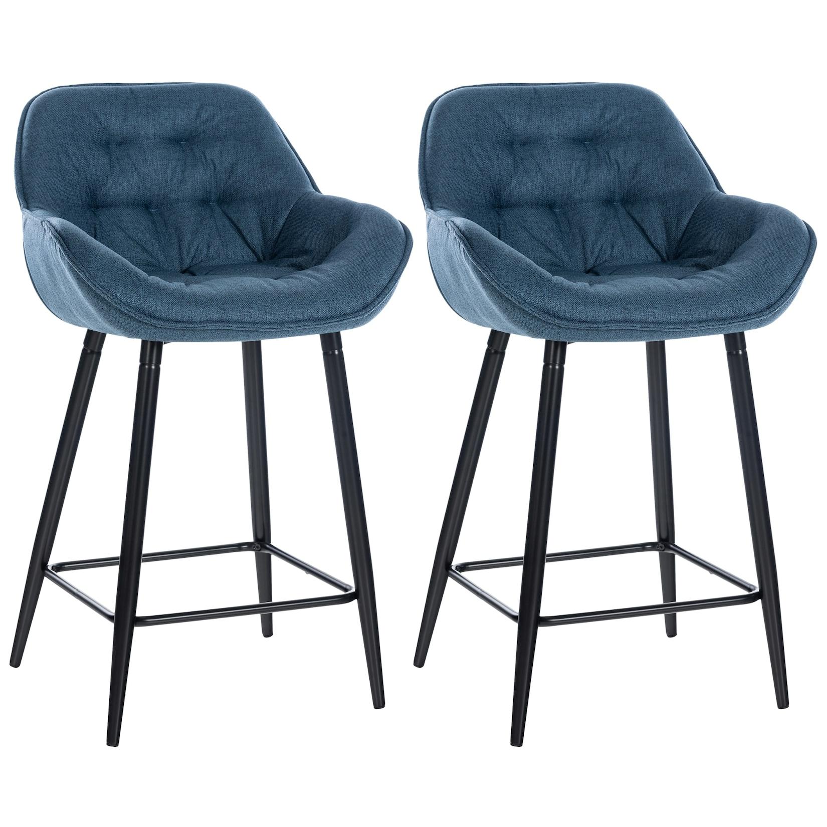 CLP 2er Set Barhocker Gibson Stoff Farbe: blau, Material: Stoff