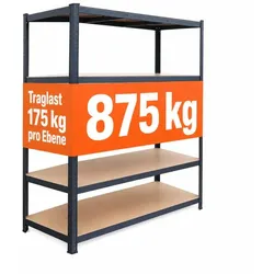 Relaxdays Schwerlastregal 5 Ebenen Metall Anthrazit,Hellbraun