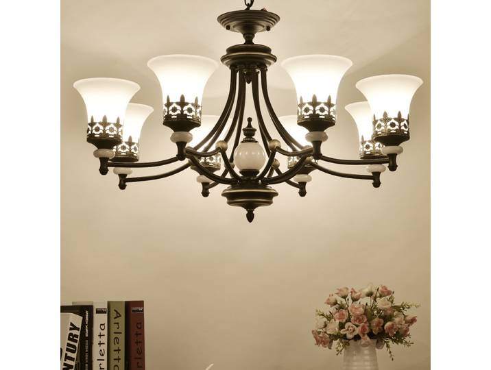 Lustre de plafond LED rétro, luminaire suspendu moderne pour chambre à coucher et salon, verre givré, luminaire vintage