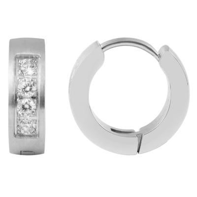 Klappcreolen ADELIA´S "Ohrringe – Klappcreole aus Edelstahl mit Strass Steinchen", Damen, Gr. Damen, Edelstahl, silber, Ohrringe Klappcreolen, Geschenkidee: zeitlos und vielseitig