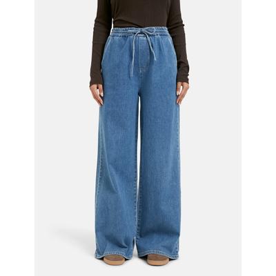 Weite Jeans SMITH & SOUL, Damen, Gr. 29, blau (light denim), Denim/Jeans, Material: 98% Baumwolle, 2% Elasthan, unifarben, regular fit, Jeans, mit Elastikbund