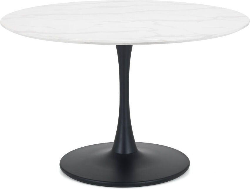 Canora Grey Gerson Round with Steel Base Dining Table White Marble