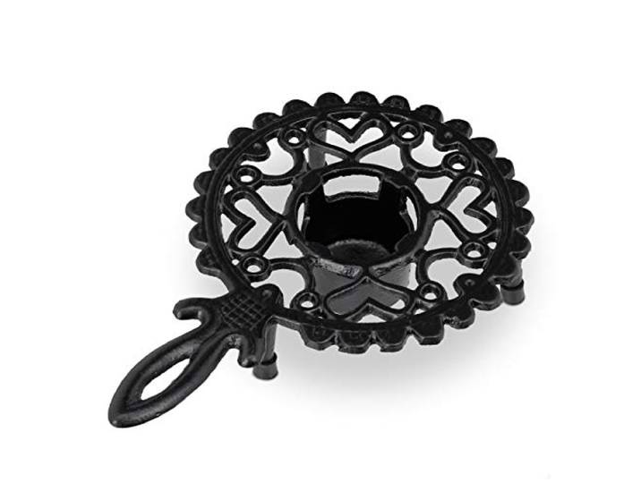 Relaxdays Chauffe-théière\, cafetière\, en Fonte de Fer\, pour Une Bougie\, Design Antique\, réchaud Rustique\, Noir
