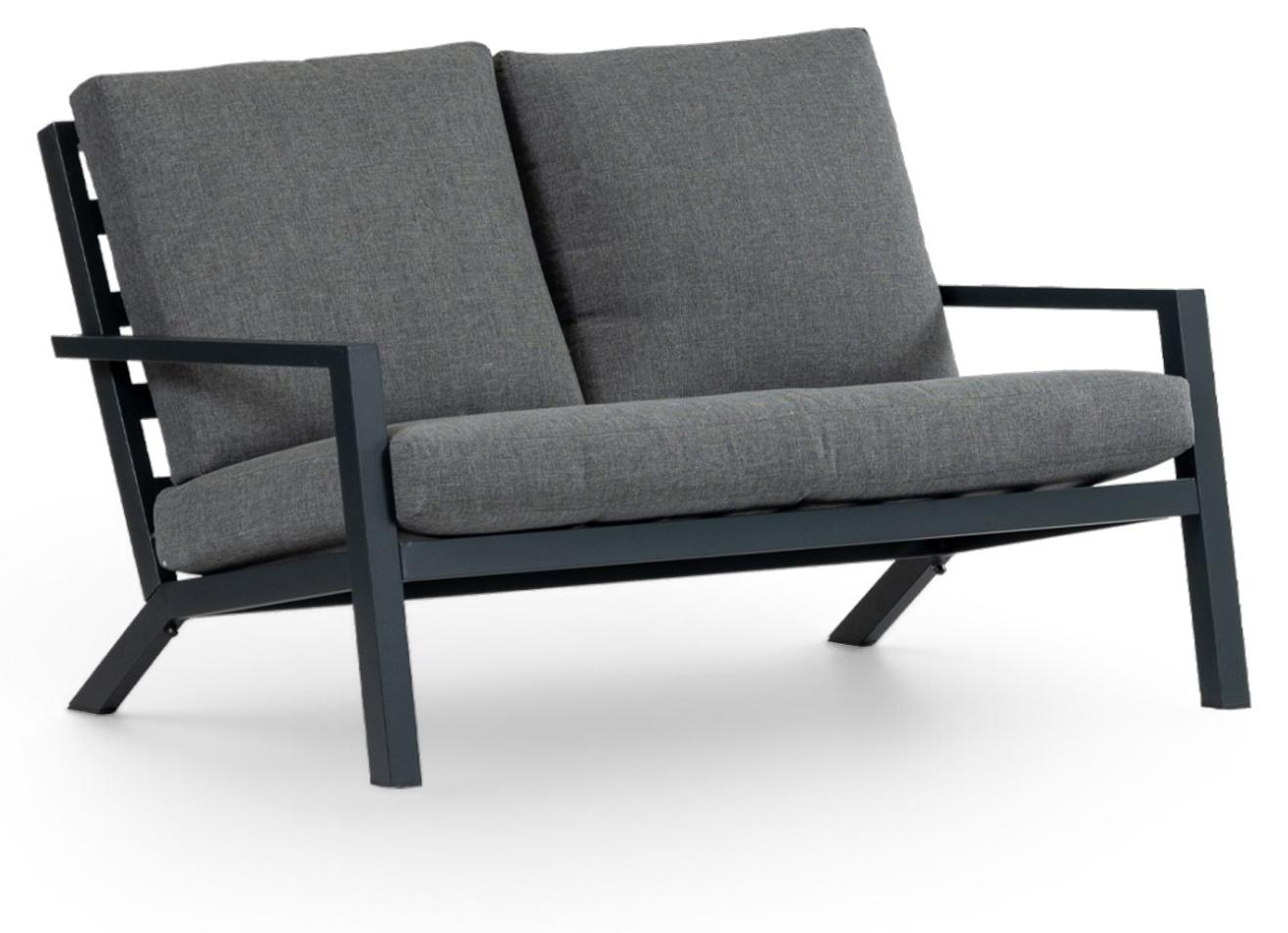 2-Sitzer Lounge-Sofa | Bezano | Mattschwarz / Grau | Aluminium