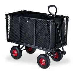 Relaxdays Hoher Handwagen für den Garten Rot,Schwarz