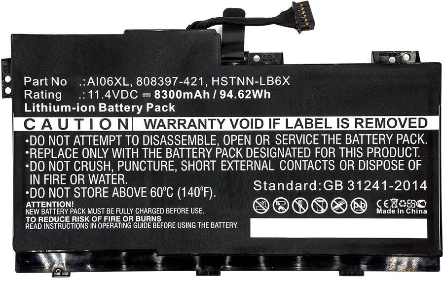 CoreParts Laptop Battery for HP ZBook 17 G3 - 95.76Wh 11.4V 8300mAh