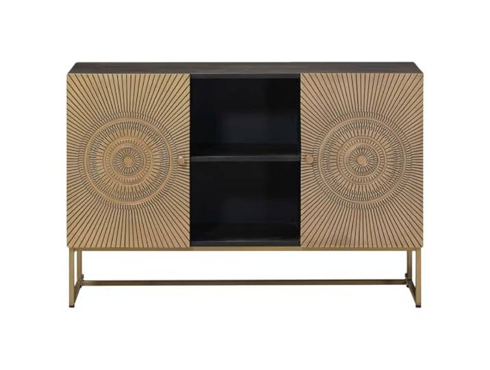 KTHLBRH Sideboard Messing 105 x 30 x 70 cm Massives Mangoholz, 2 Türen, großer Raum, modernes Design, einfache Pflege
