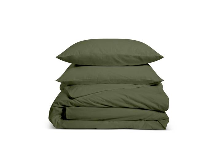 Parure de lit 1 personne coton percale kaki 140x200cm