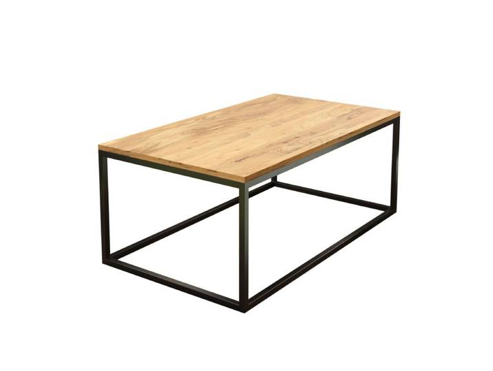 Liadomo Granada rechteckiger Couchtisch aus Metall und Akazie massiv - komplett montiert Natürliches Akazienholz, moderner Industrial-Look, flexibel einsetzbar, bequem ohne Montage Industrial, Modern