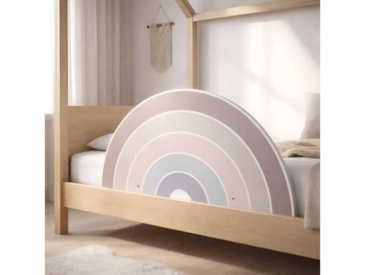 Wunderlab Rausfallschutz Bett aus Holz in süßem Design für Kinder - Bettgitter Rausfallschutz Remy fürs Kinderzimmer, Bettschutzgitter Kinderbett, Hausbett bis 200cm geeignet, schön, stabil + sicher