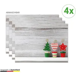 CoverYourDesk, Tischset, Tischset Weihnachtliches Arrangement aus Holzsymbolen