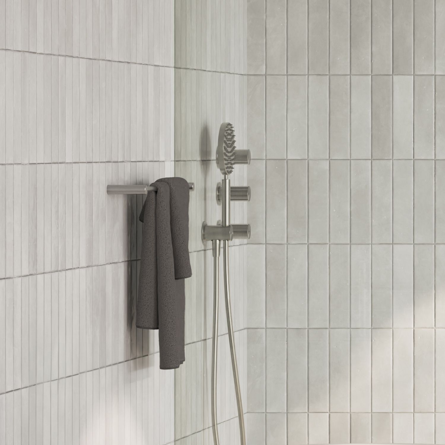 ALLUVION Juno Edelstahl Unterputz Brausethermostat mit Absperrventilen für 2 Verbraucher, ohne Grundkörper