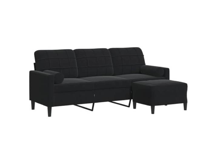 Todiikf 3-Sitzer Sofa mit Hocker Schwarz 180 cm Samt Polstersofa Set Elegantes Samtsofa mit Hocker für Wohnzimmer und Lounge. Robuster Metallrahmen mit weicher Schaumstoffpolsterung.