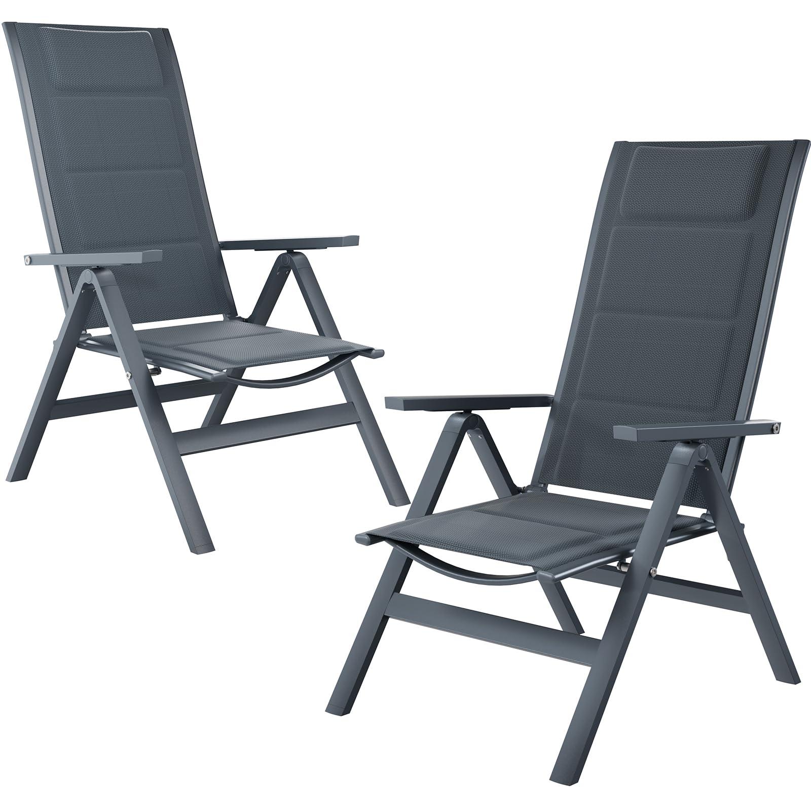 JUMMICO 4er Set Aluminium Gartenstuhl Hochlehner 5-Fach Verstellbarer Rückenlehn
