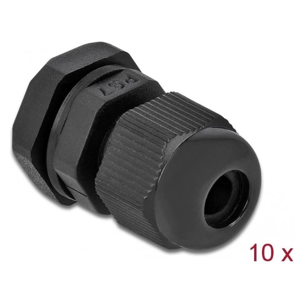 Delock Kabelverschraubung PG7, 15mm, 10 Stück, schwarz (60192)