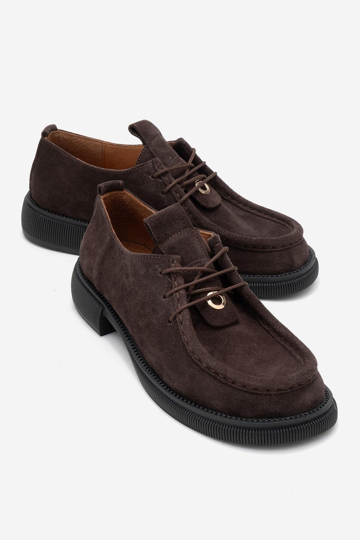 Band Leder Schnürung Loafer Damen
