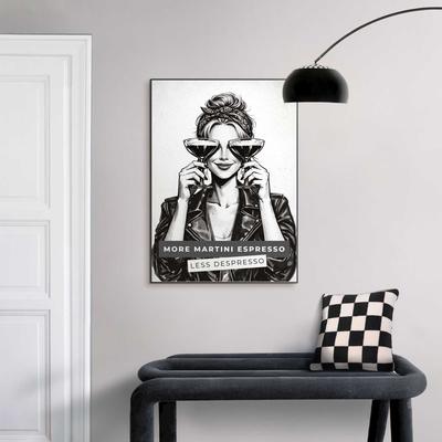 Bild mit Rahmen REINDERS "Cocktail-Vibes", farbe bild(er): schwarz, weiß, B:50cm H:70cm T:1,6cm, MDF, Bilder, Küche - Schwarz-Weiß - MDF - Essen und Trinken - 50x70 cm