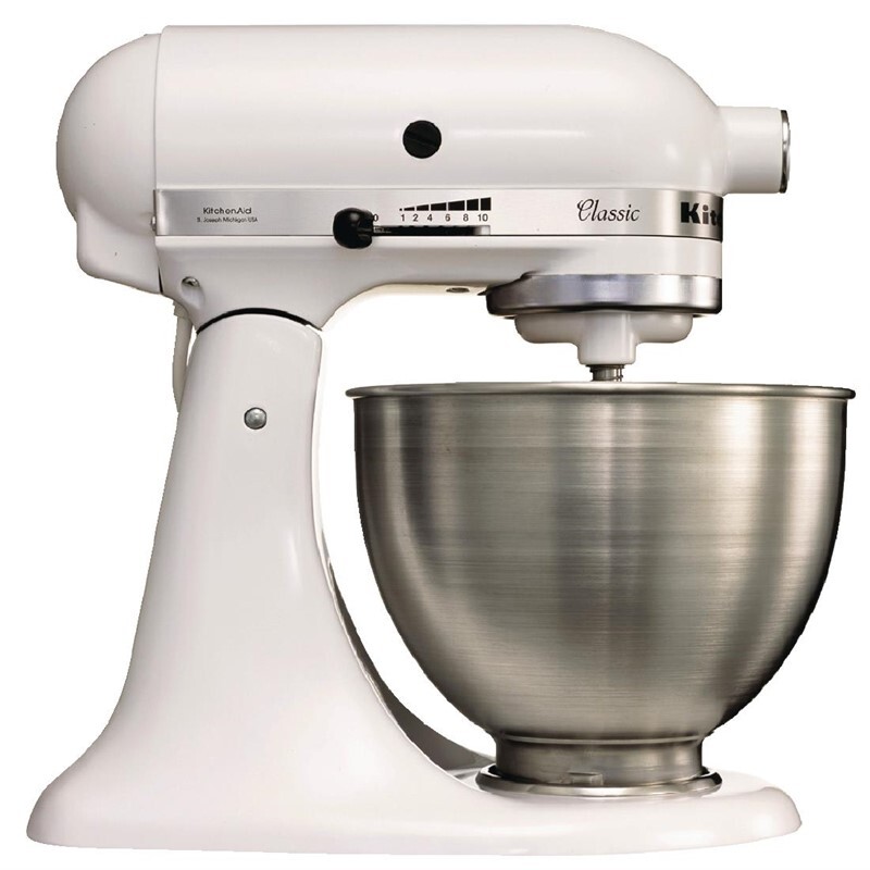 KitchenAid 5K45SS, Standmixer, Edelstahl, Weiß, Schlagen, Kneten, Mixen, Rührer, 4,3 l, 220 RPM, Direct Drive