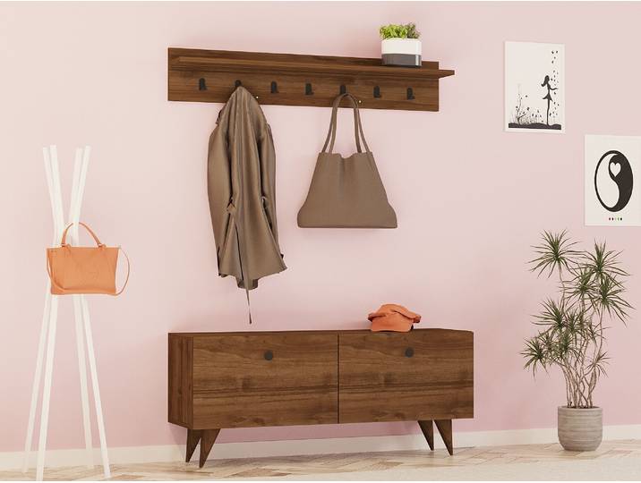 Skye Decor\, Rupa - Walnut\, armoires\, meuble d'entrée\, noyer\, 113 x 48\,5 x 35 cm
