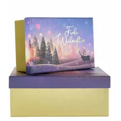2 Geschenkboxen Weihnachten lila Geschenkverpackung Geschenkkarton